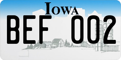 IA license plate BEF002