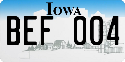 IA license plate BEF004