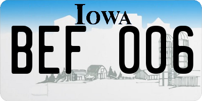 IA license plate BEF006