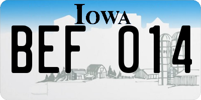 IA license plate BEF014