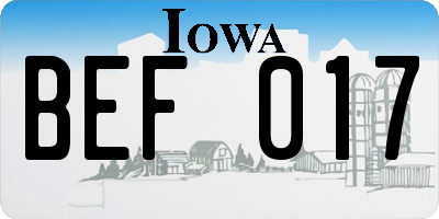 IA license plate BEF017