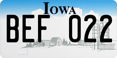 IA license plate BEF022