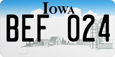 IA license plate BEF024