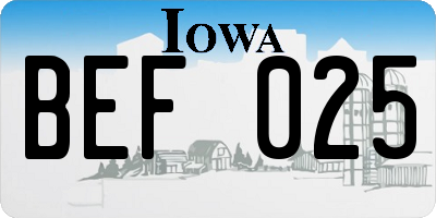 IA license plate BEF025