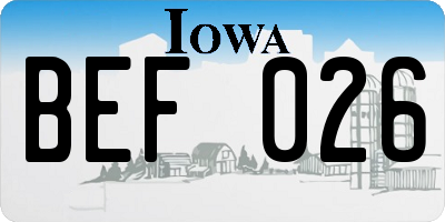 IA license plate BEF026