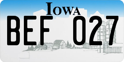 IA license plate BEF027