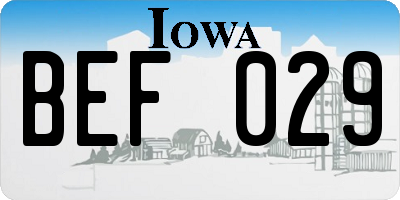 IA license plate BEF029