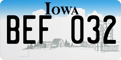 IA license plate BEF032
