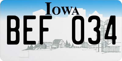 IA license plate BEF034