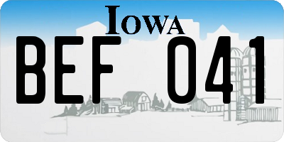 IA license plate BEF041