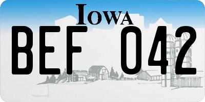 IA license plate BEF042