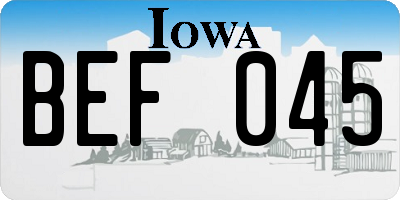 IA license plate BEF045