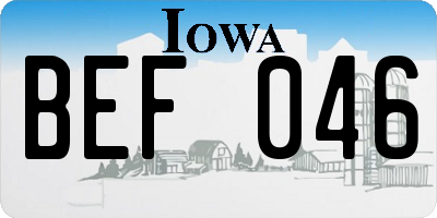 IA license plate BEF046