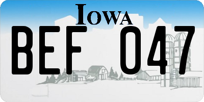 IA license plate BEF047