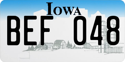 IA license plate BEF048