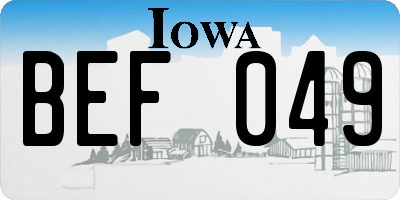 IA license plate BEF049