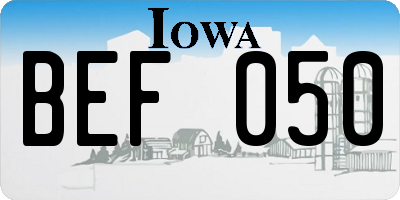 IA license plate BEF050