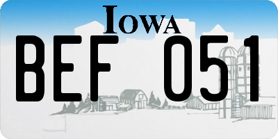 IA license plate BEF051