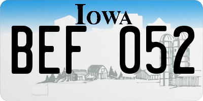 IA license plate BEF052