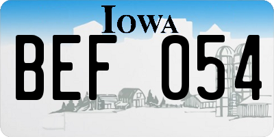 IA license plate BEF054