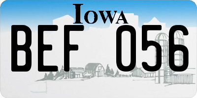 IA license plate BEF056