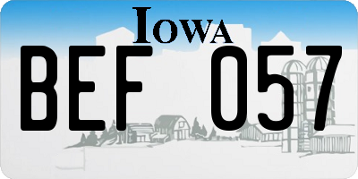 IA license plate BEF057
