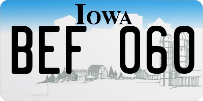 IA license plate BEF060