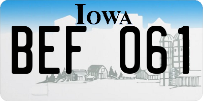 IA license plate BEF061