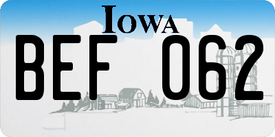 IA license plate BEF062