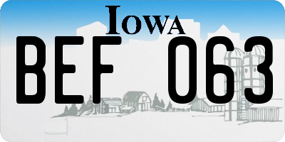 IA license plate BEF063