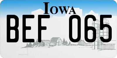 IA license plate BEF065