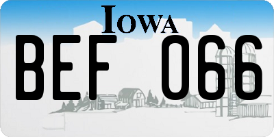 IA license plate BEF066