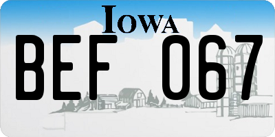 IA license plate BEF067