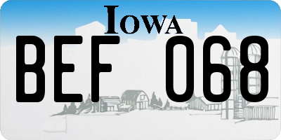 IA license plate BEF068