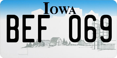 IA license plate BEF069