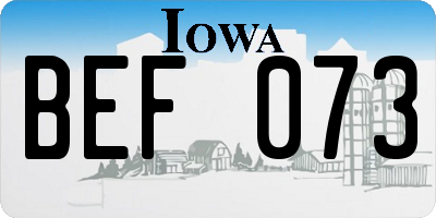 IA license plate BEF073