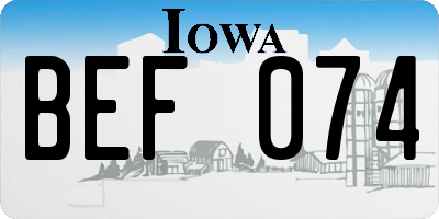 IA license plate BEF074