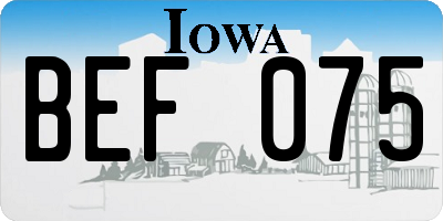 IA license plate BEF075
