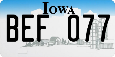 IA license plate BEF077