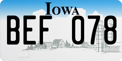 IA license plate BEF078