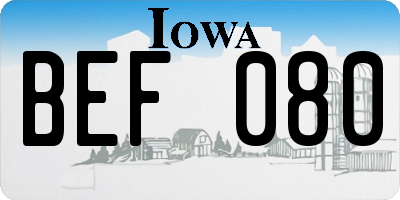 IA license plate BEF080