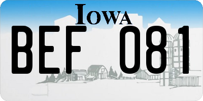 IA license plate BEF081