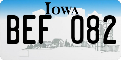IA license plate BEF082