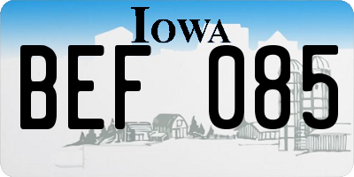 IA license plate BEF085