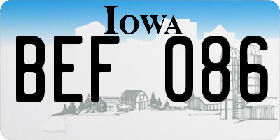 IA license plate BEF086