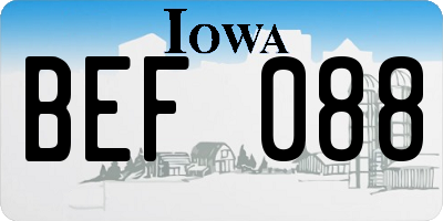 IA license plate BEF088