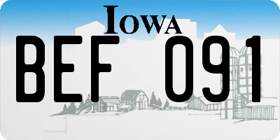 IA license plate BEF091