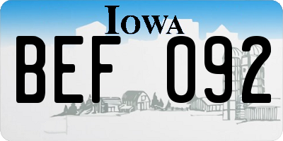 IA license plate BEF092