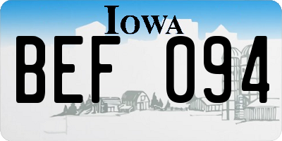 IA license plate BEF094