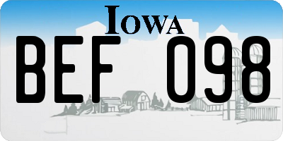 IA license plate BEF098